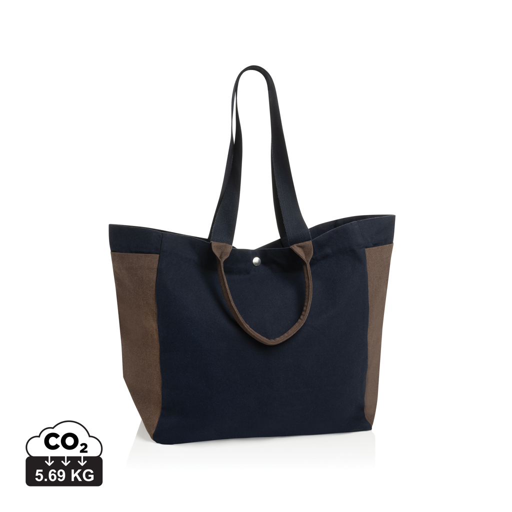 Cabas personnalisé en toile recyclée à double anse Beau Bleu marine